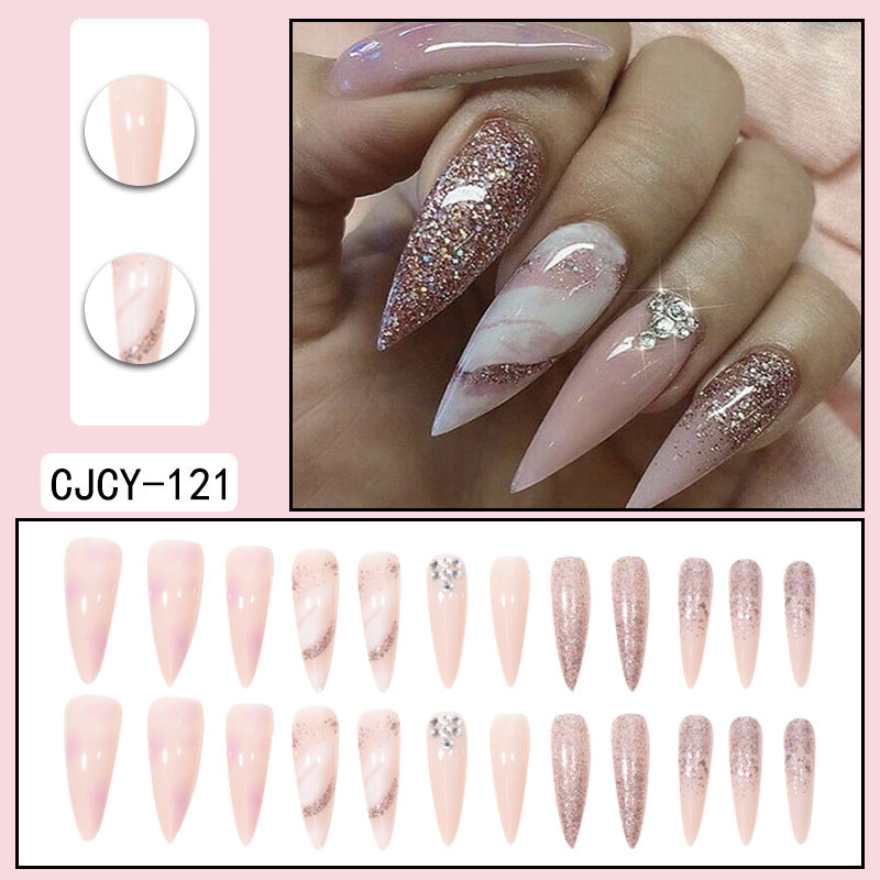 Wear Nail Long Pointed Nail Blooming Gradient Electroplating Nail Patch