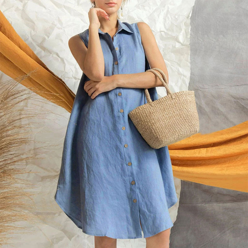 Solid Color Loose Shirt Dress for Women's Fashion