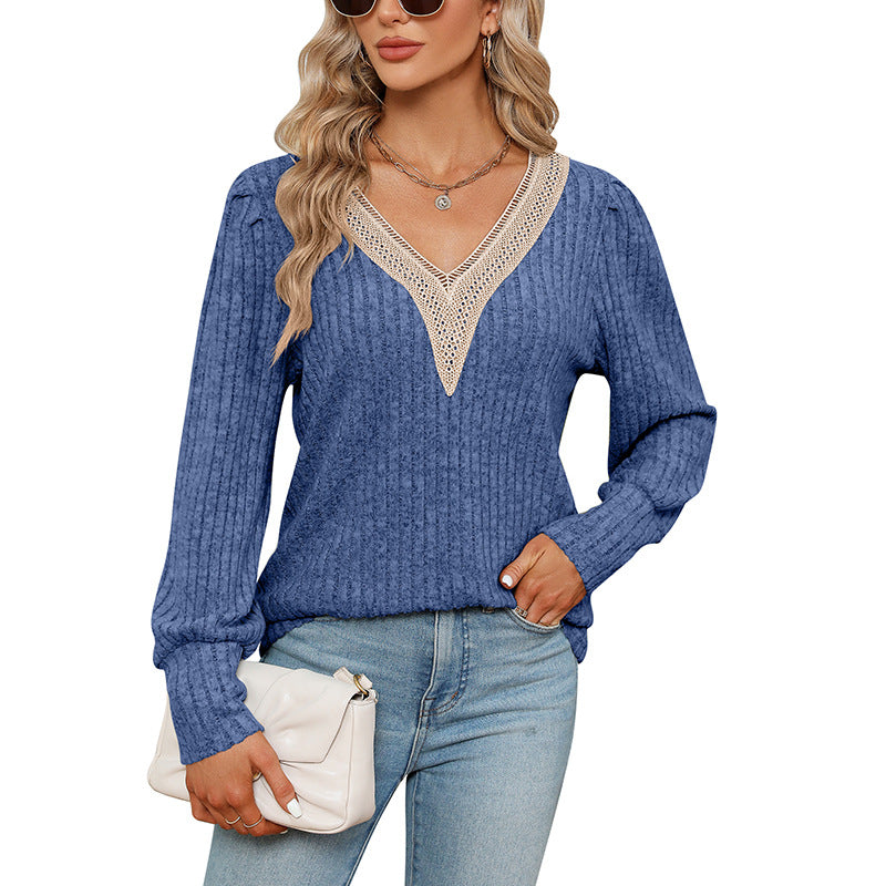 Sunken Stripe Brushed Loose Long-sleeved T-shirt