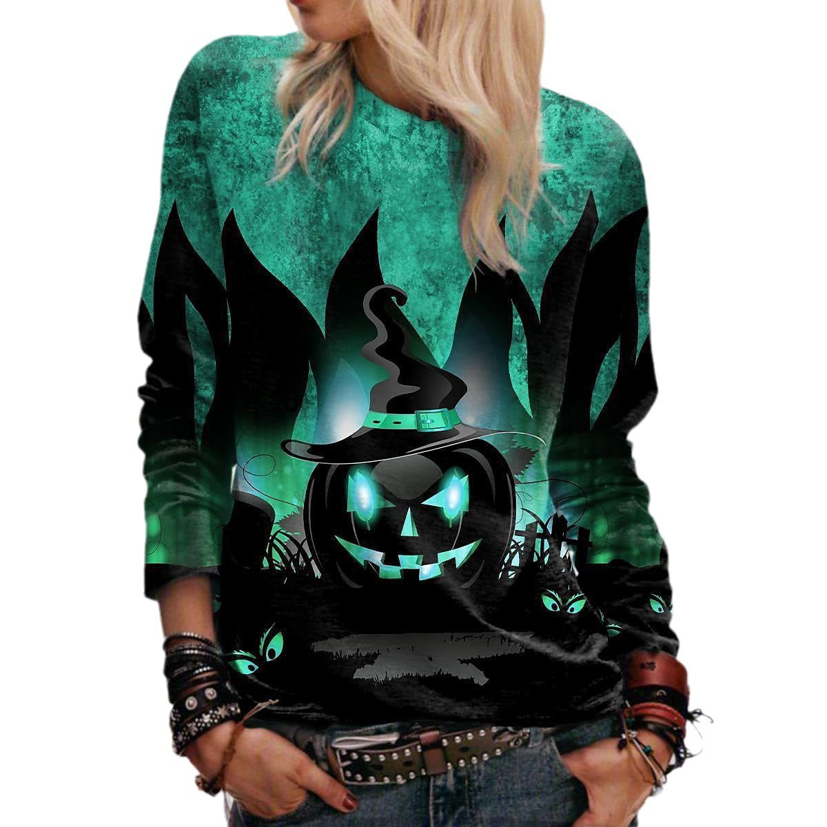 Stylish Printed Crew Neck Sweatshirt for Women