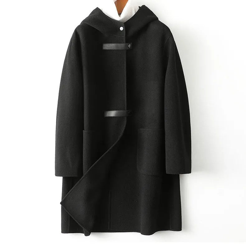 Loose Fashion Hooded Double-faced Woolen Goods Wool Overcoat