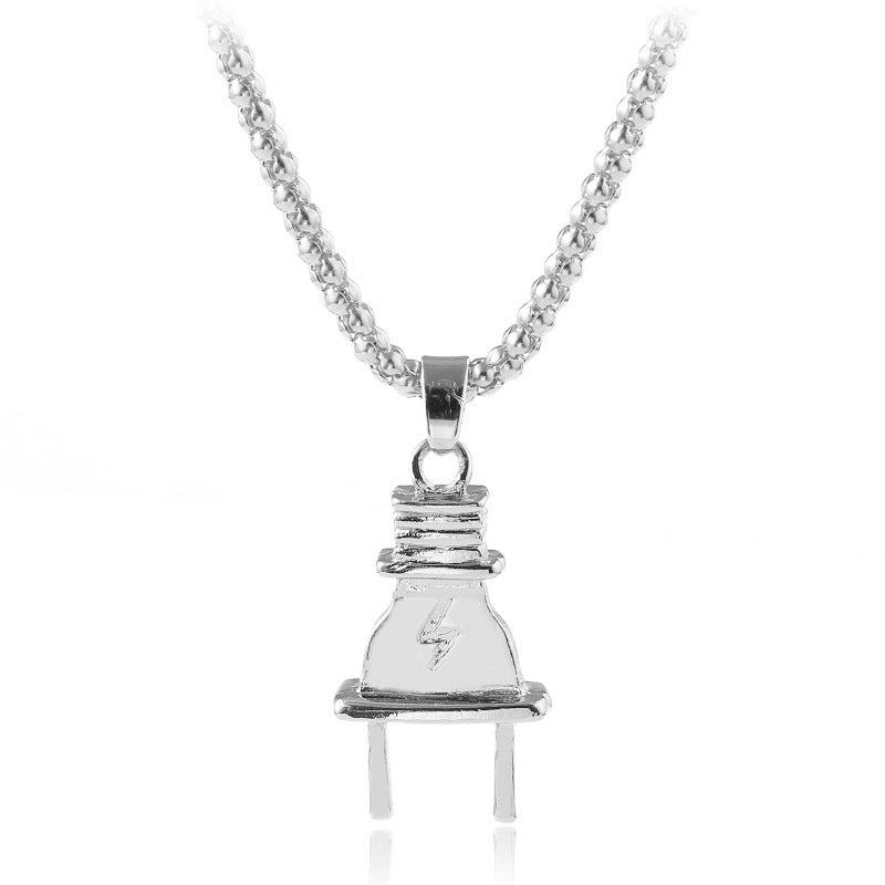 Creative Personality Alloy Lightning Plug Pendant Necklace