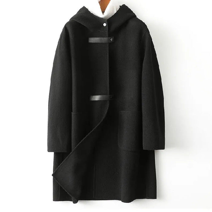 Loose Fashion Hooded Double-faced Woolen Goods Wool Overcoat