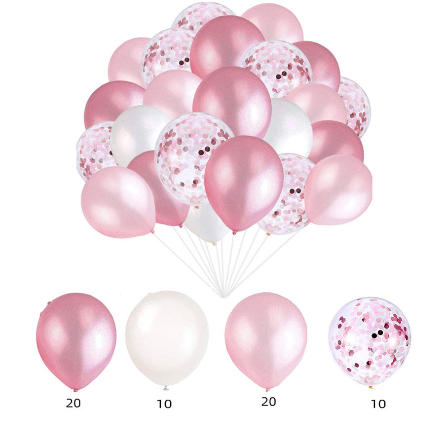 60 Latex Balloons with Sequins: Metallic Shimmer Effect Combination