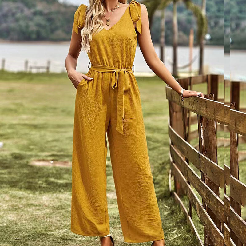 Ladies' Elegant Solid Color Jumpsuit – Sleek and Stylish