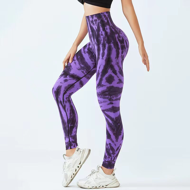 Seamless Tie-Dye Print Yoga Pants for Women