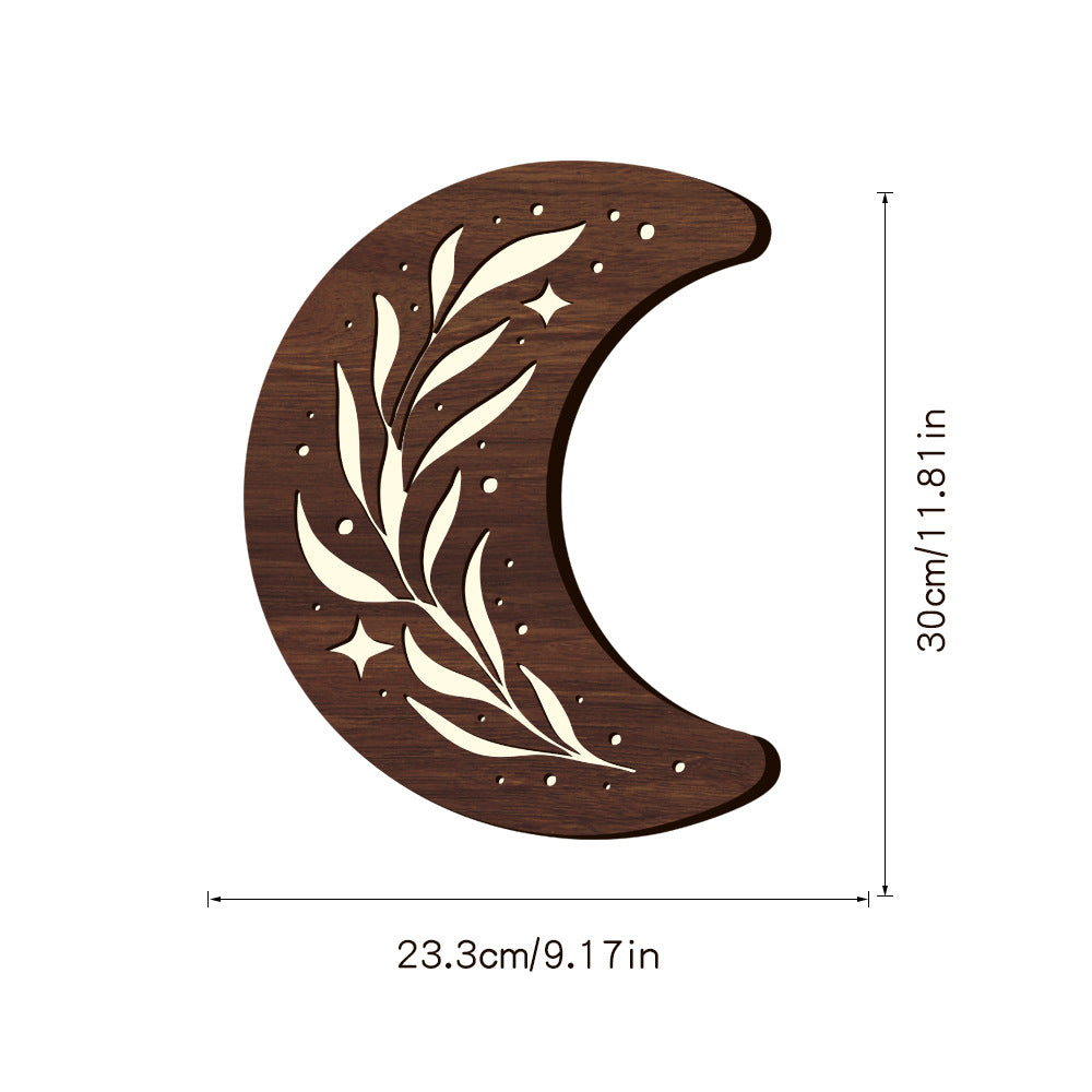 Bohemian Wooden Leaf Crescent Pendant Lamp - Three-Dimensional Style