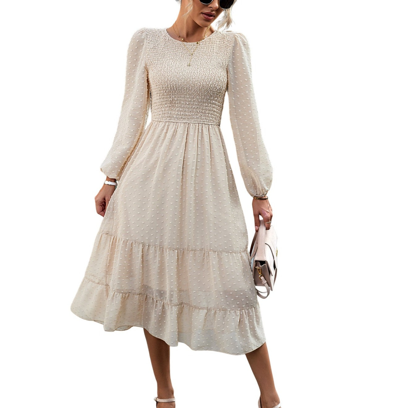 Chic and Stylish Women's Casual Elegant Jacquard Dress – Fashion Must-Have