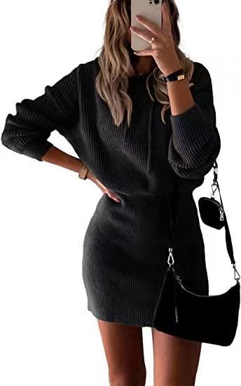 Elegant Knitted Hooded Dress: Women's Fashionable Attire