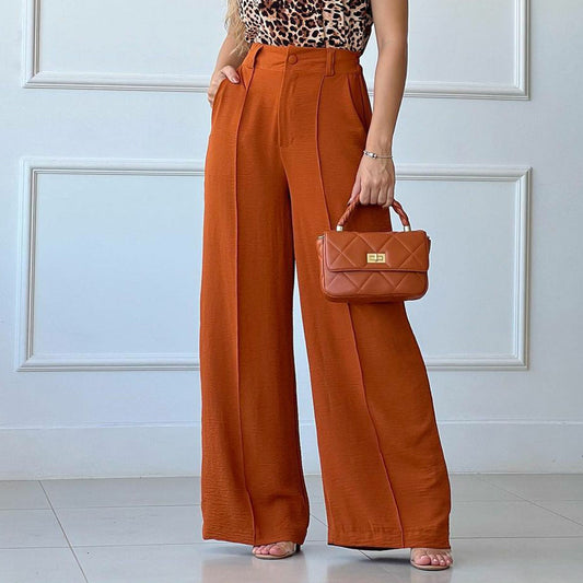 Loose Pleated Wide-leg Solid Color Casual Pants