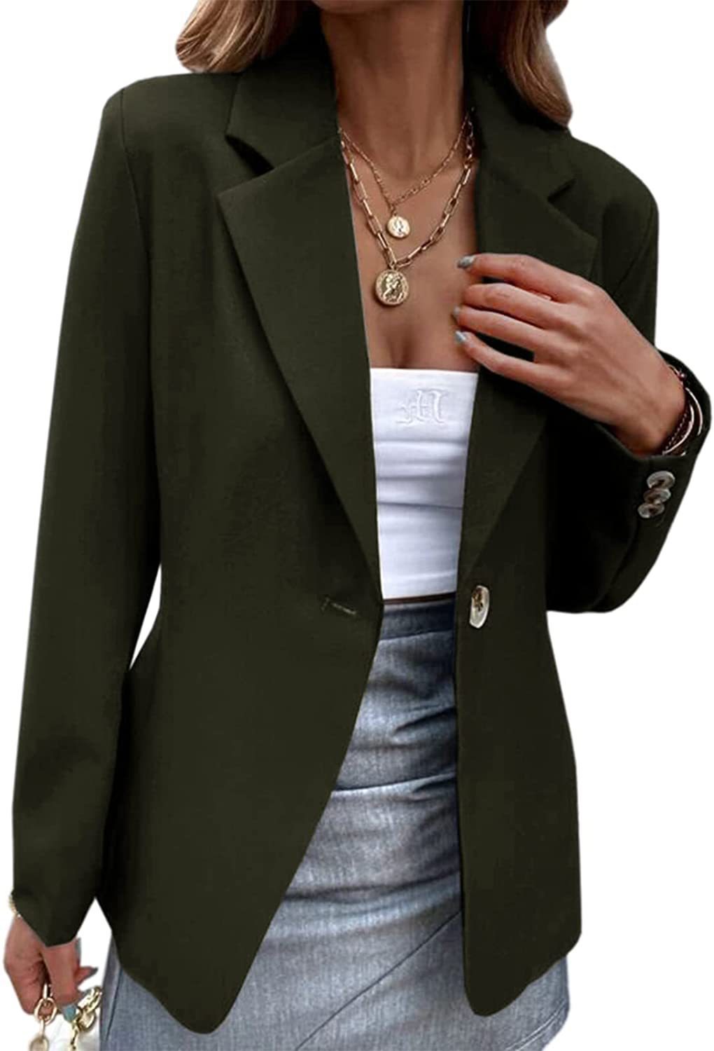 Long Sleeve One-Button Suit Coat