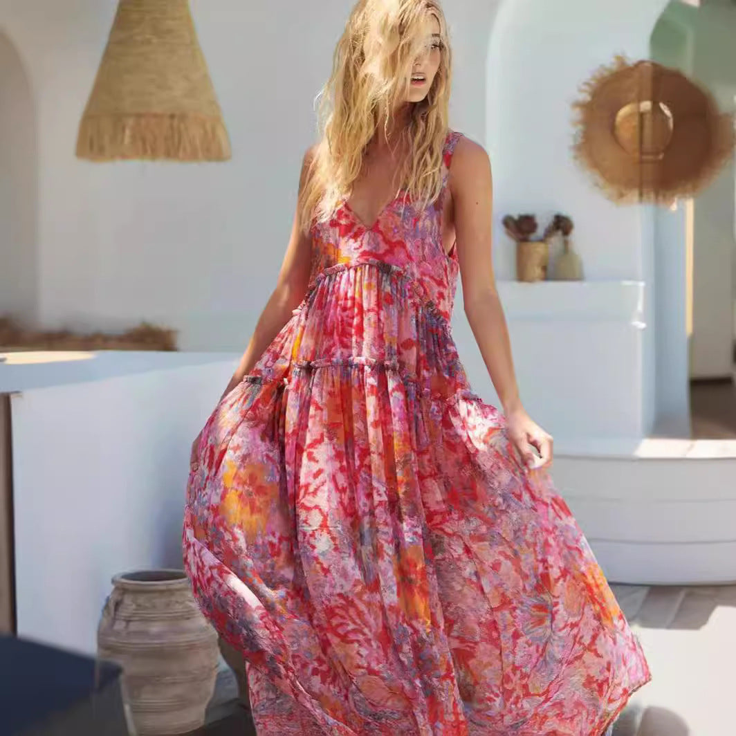 Women's Elegant Chiffon Printed Slip Dress