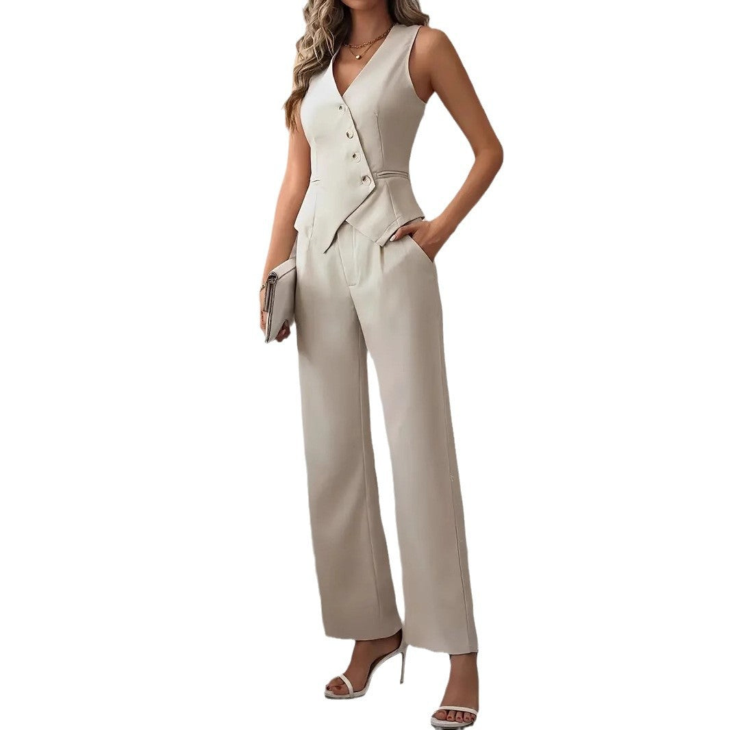 Women's Fashion Casual Vest and Pants Suit