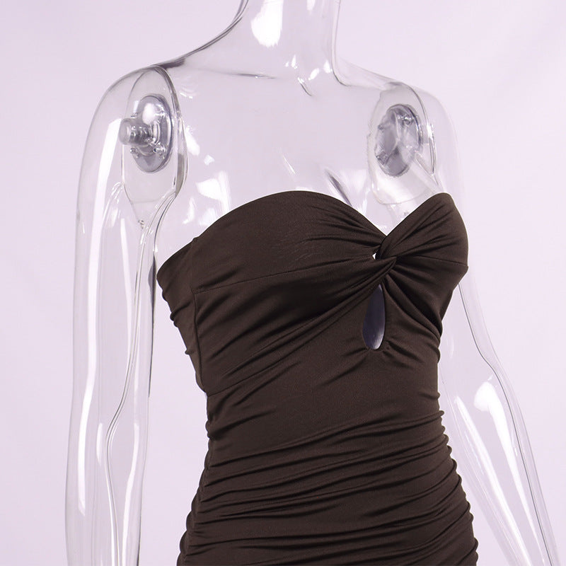 European And American Tube Top Dress Sexy Pleated