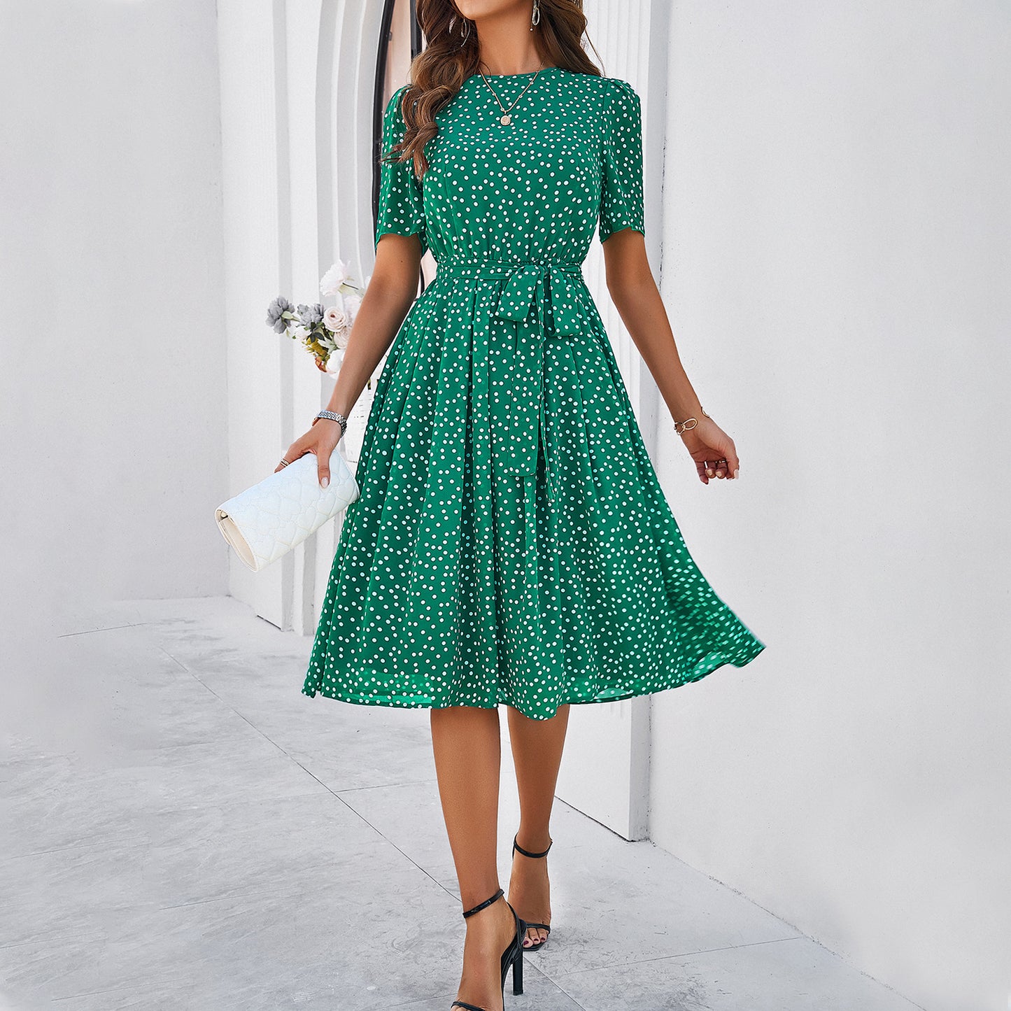 Women's Elegant Polka Dot Print Dress