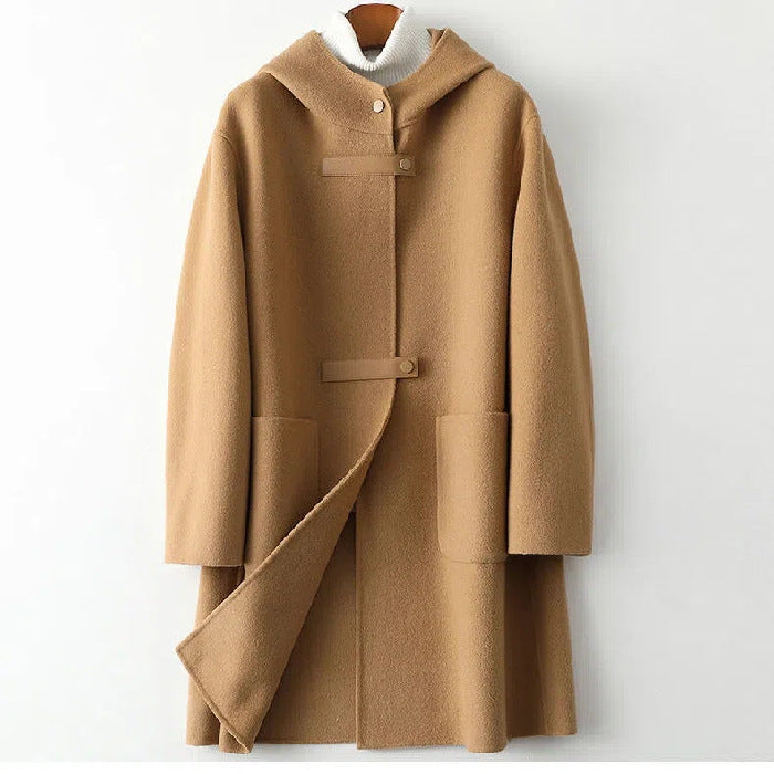 Loose Fashion Hooded Double-faced Woolen Goods Wool Overcoat