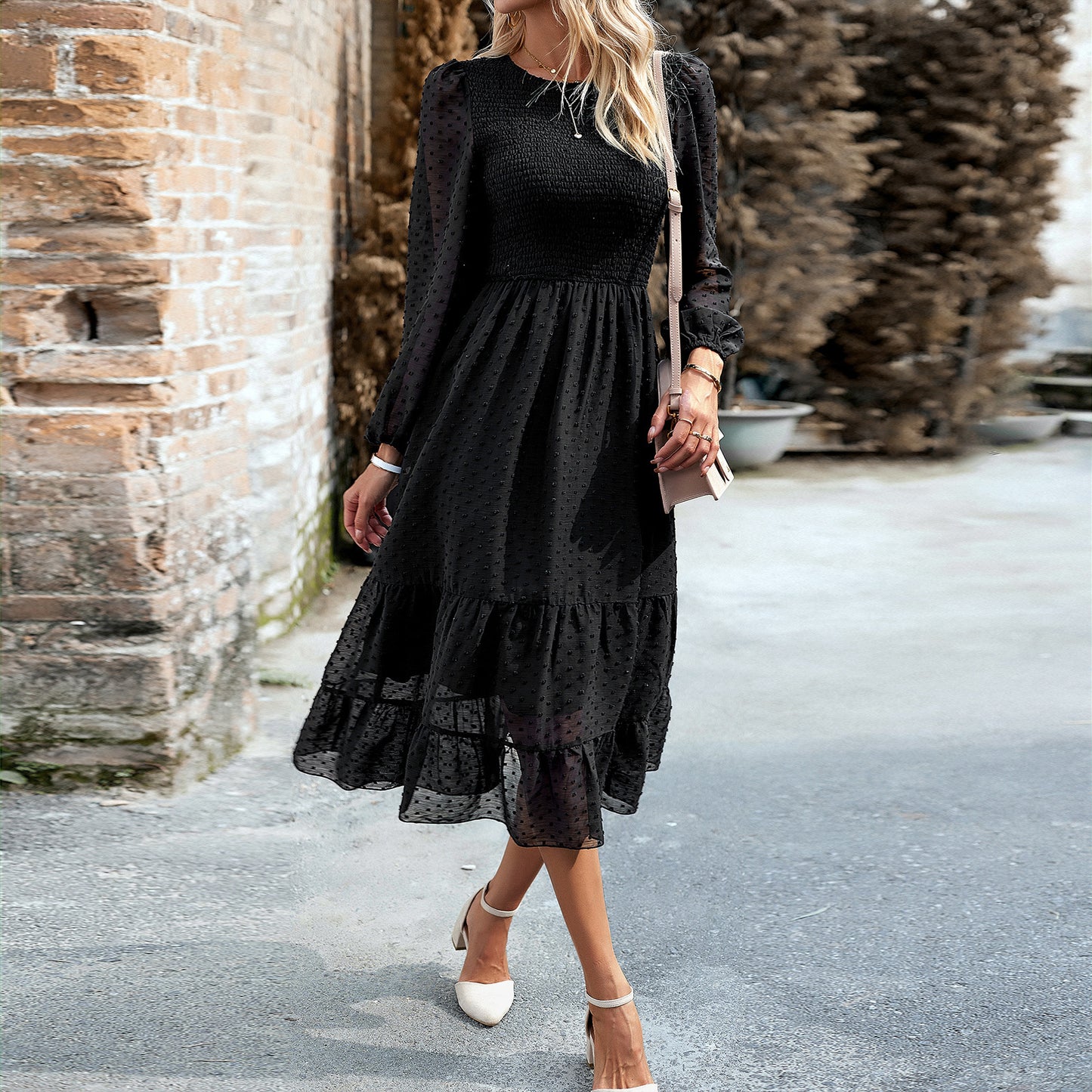 Chic and Stylish Women's Casual Elegant Jacquard Dress – Fashion Must-Have