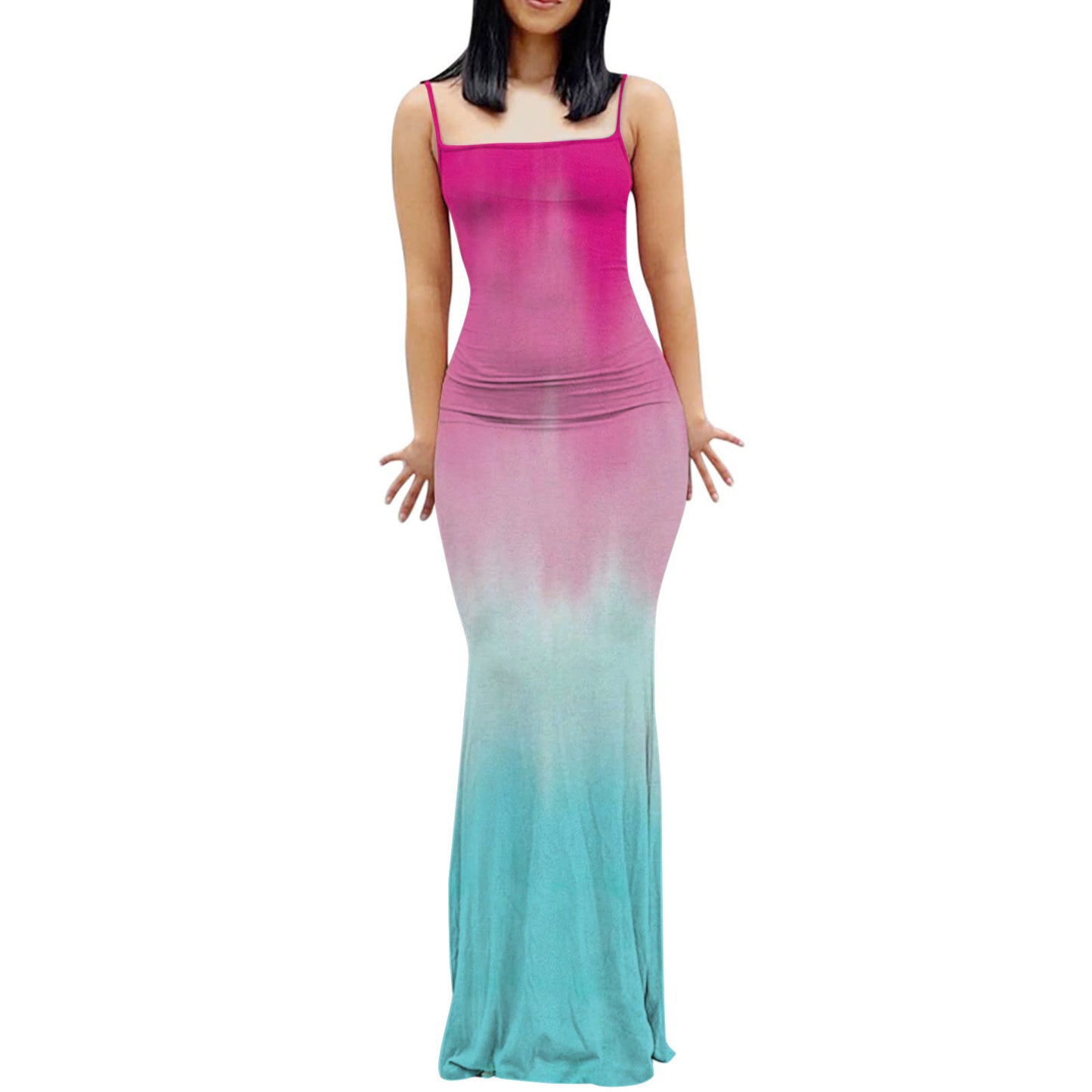 Women's Casual Slim Long Dress with Fashionable Digital Printing