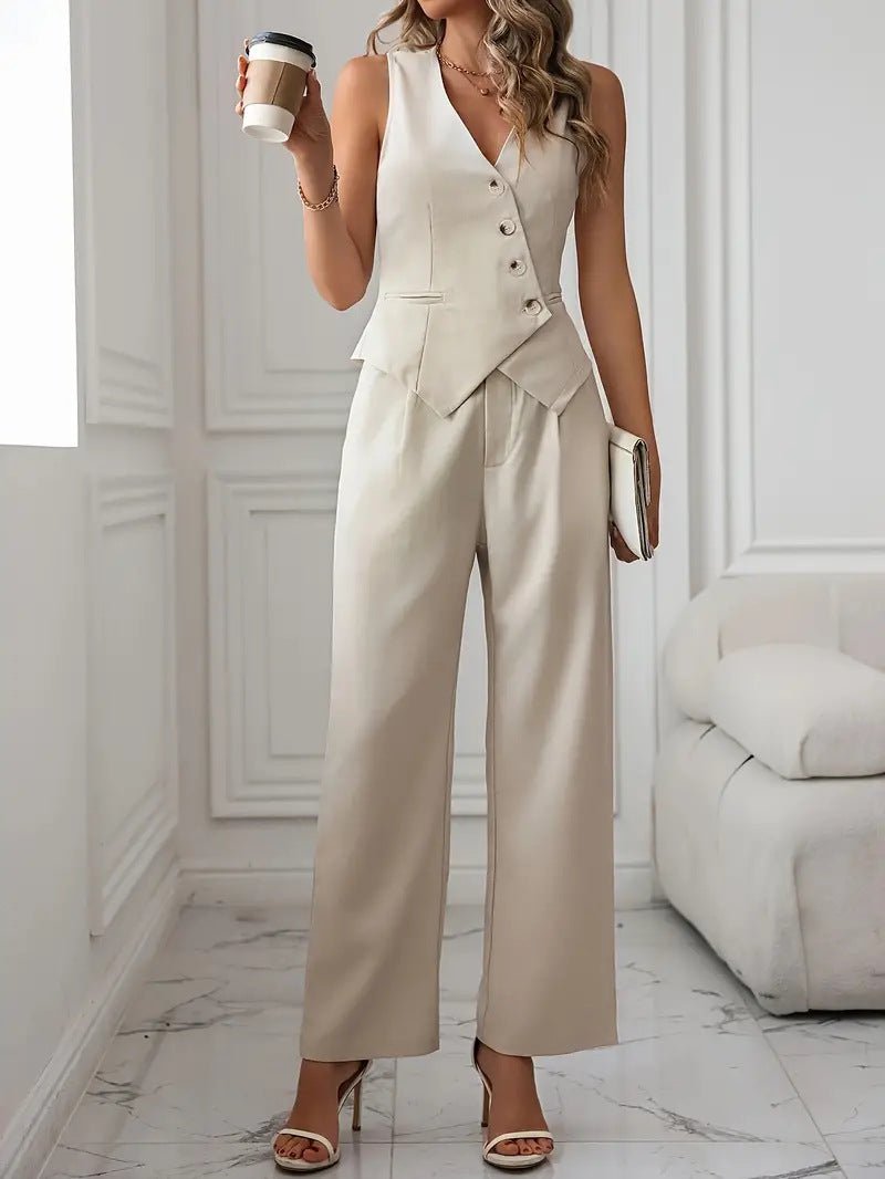 Women's Fashion Casual Vest and Pants Suit