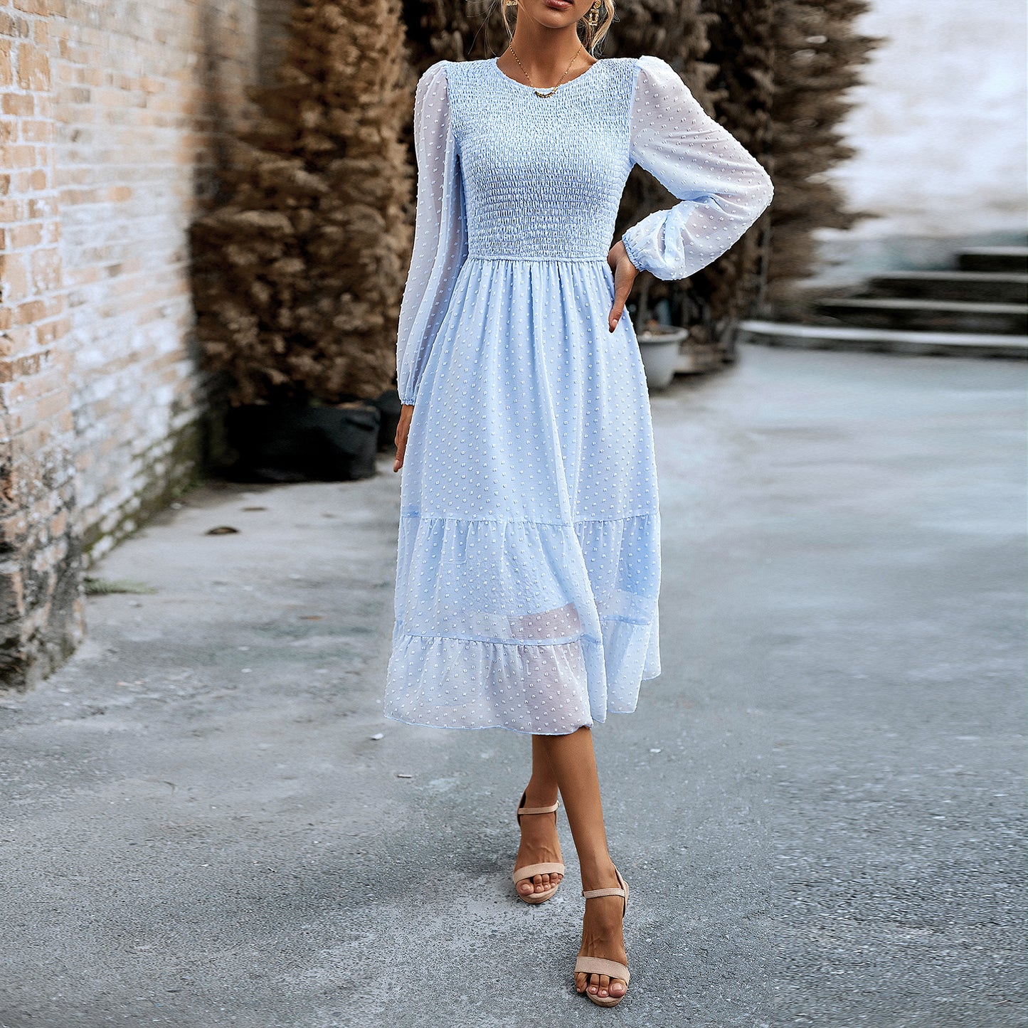 Chic and Stylish Women's Casual Elegant Jacquard Dress – Fashion Must-Have