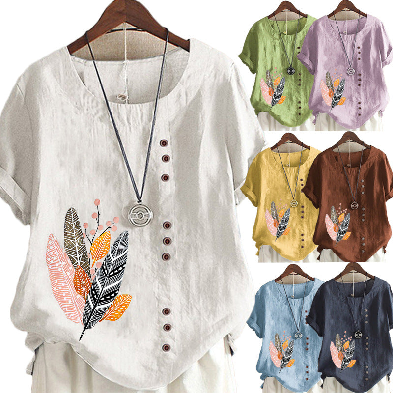 Short Sleeve Loose Casual Shirt Women