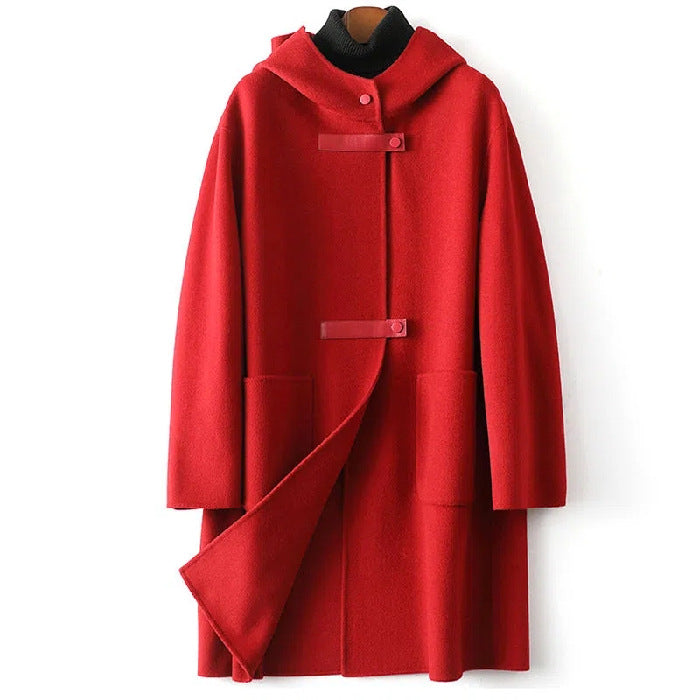 Loose Fashion Hooded Double-faced Woolen Goods Wool Overcoat