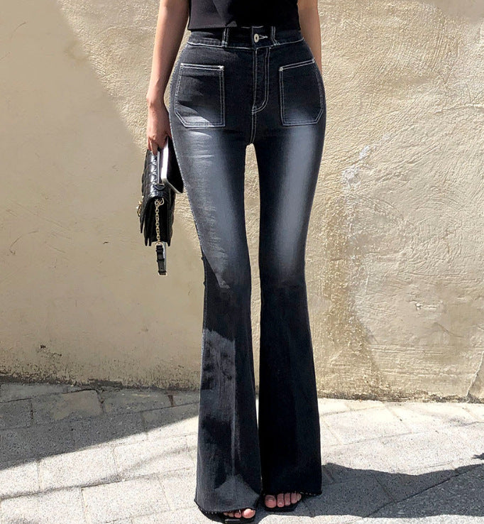 High-Waisted Wide-Leg Fengqi Denim Pants – Flared and Stylish Long Leg Design