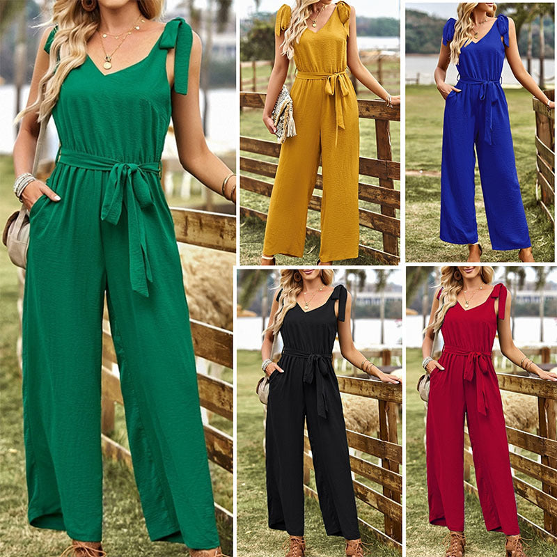 Ladies' Elegant Solid Color Jumpsuit – Sleek and Stylish