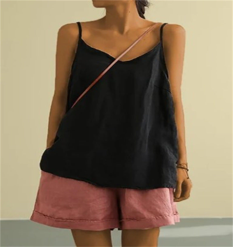 Cotton Linen Sleeveless Vest Women's Summer New Loose Cotton Linen Inner Match Sleeveless Versatile Bottoming Top