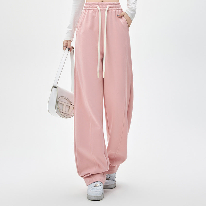 New High-Waist Loose Drooping Cotton Casual Slim and Straight Pants