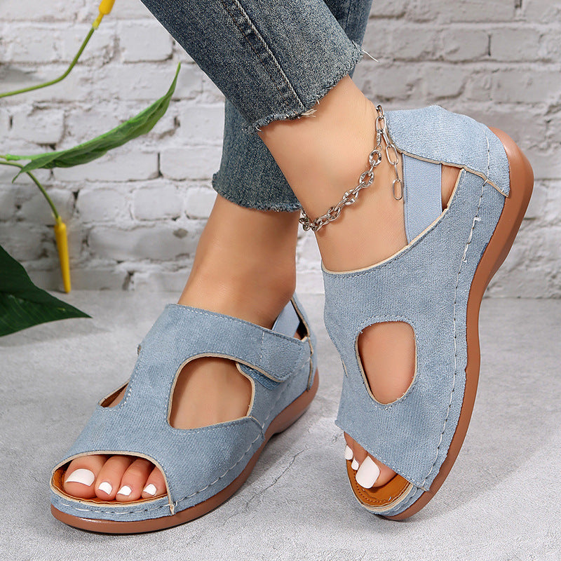 Comfort Flat Lightweight Velcro Casual Sandals for Women
