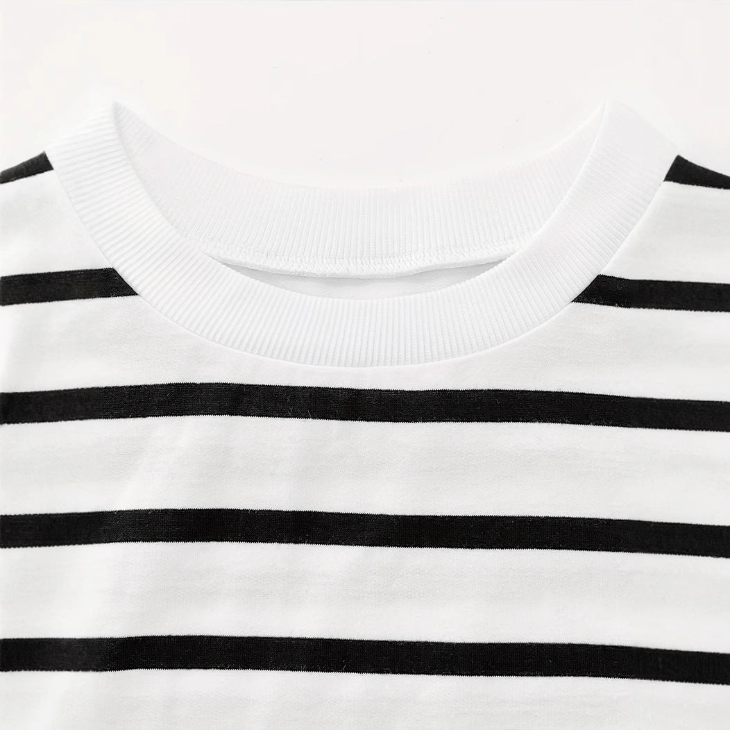 Women's Casual Loose Round Neck Vintage Striped Long-Sleeved T-Shirt – Comfortable and Stylish