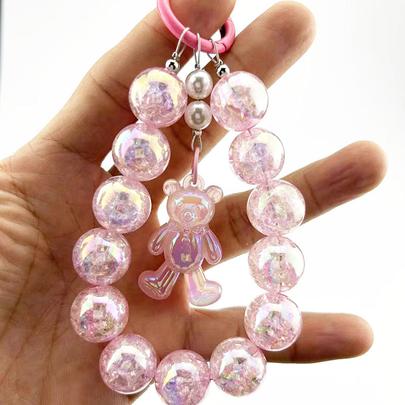 Luminous Bear Pendant Mobile Phone Charm with Bursting Beads