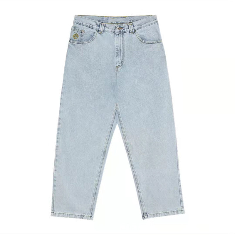 Mid-Waist Loose Straight Wide-Leg Denim Trousers