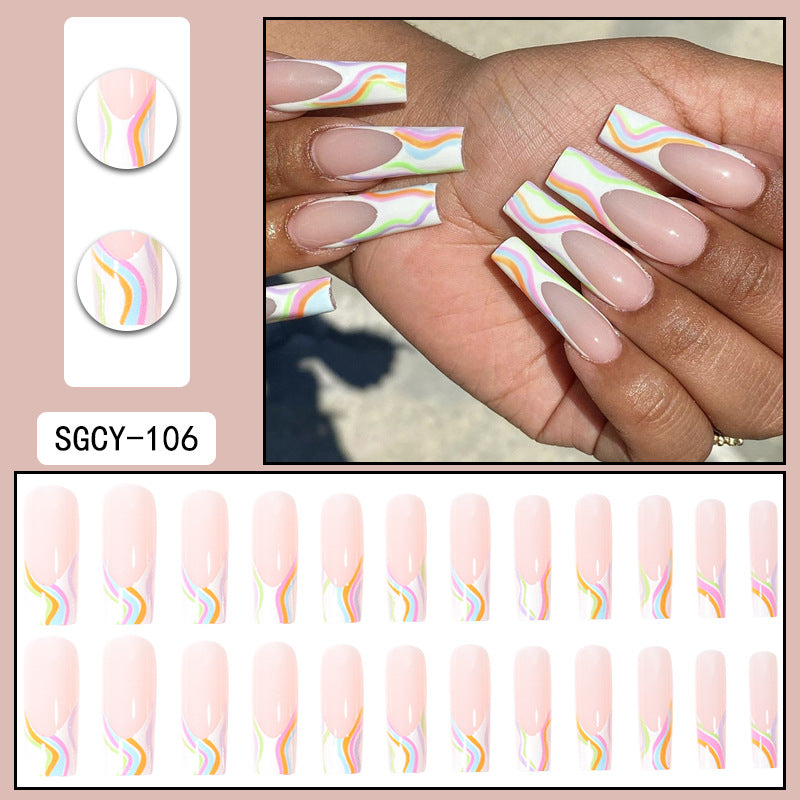 Wear Nail Long Pointed Nail Blooming Gradient Electroplating Nail Patch