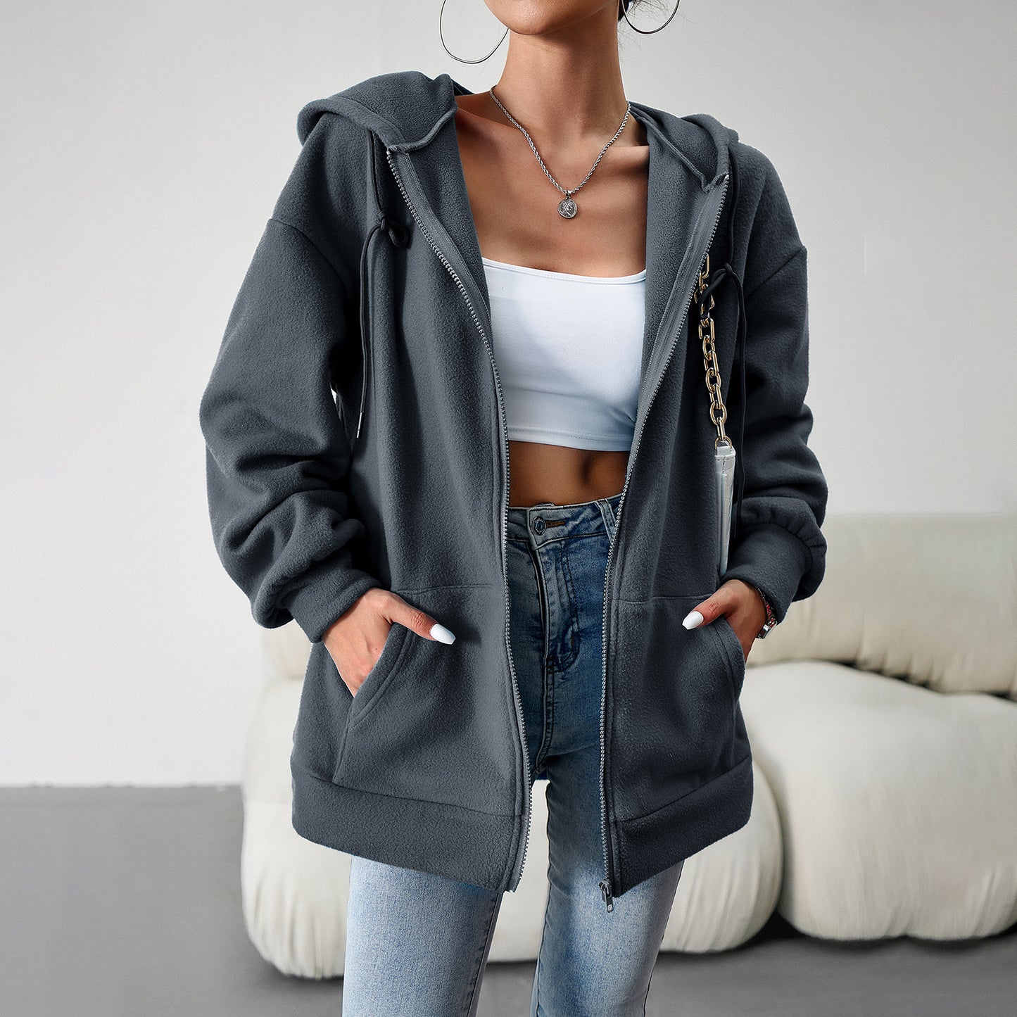 Women's Fashion Hooded Cardigan Coat: Loose and Casual Sweater