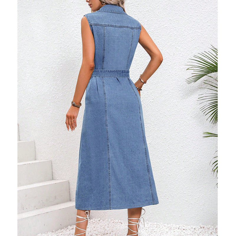 Retro Waist-Controlled Slimming Denim Dress for Women