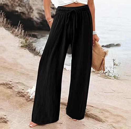 Women's Casual Beach Pants: Wide-Leg Style crafted from Cotton and Linen Blend