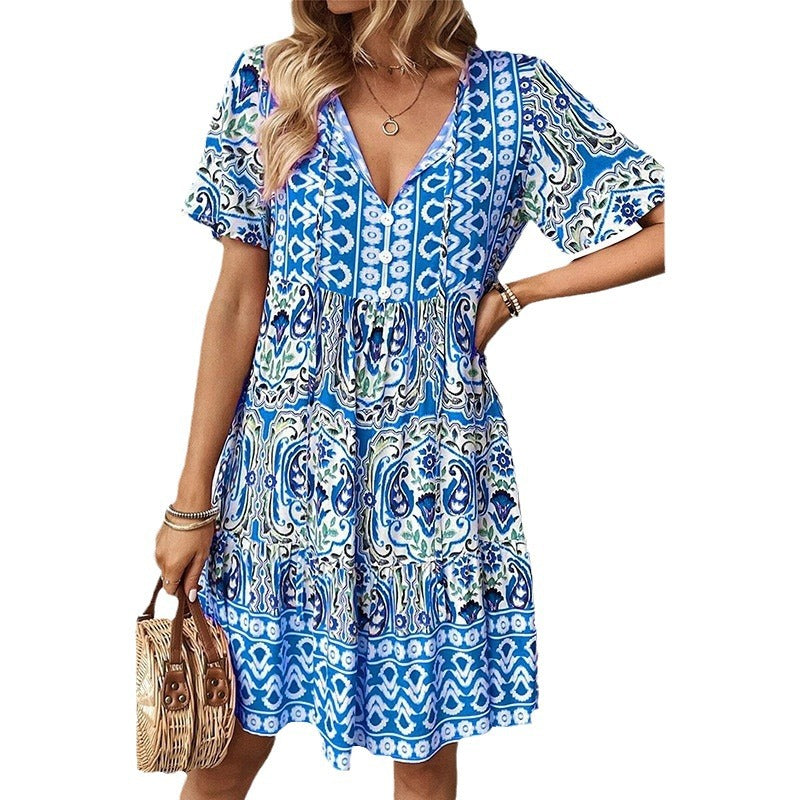 Women's Fashion Loose V-Neck Dress