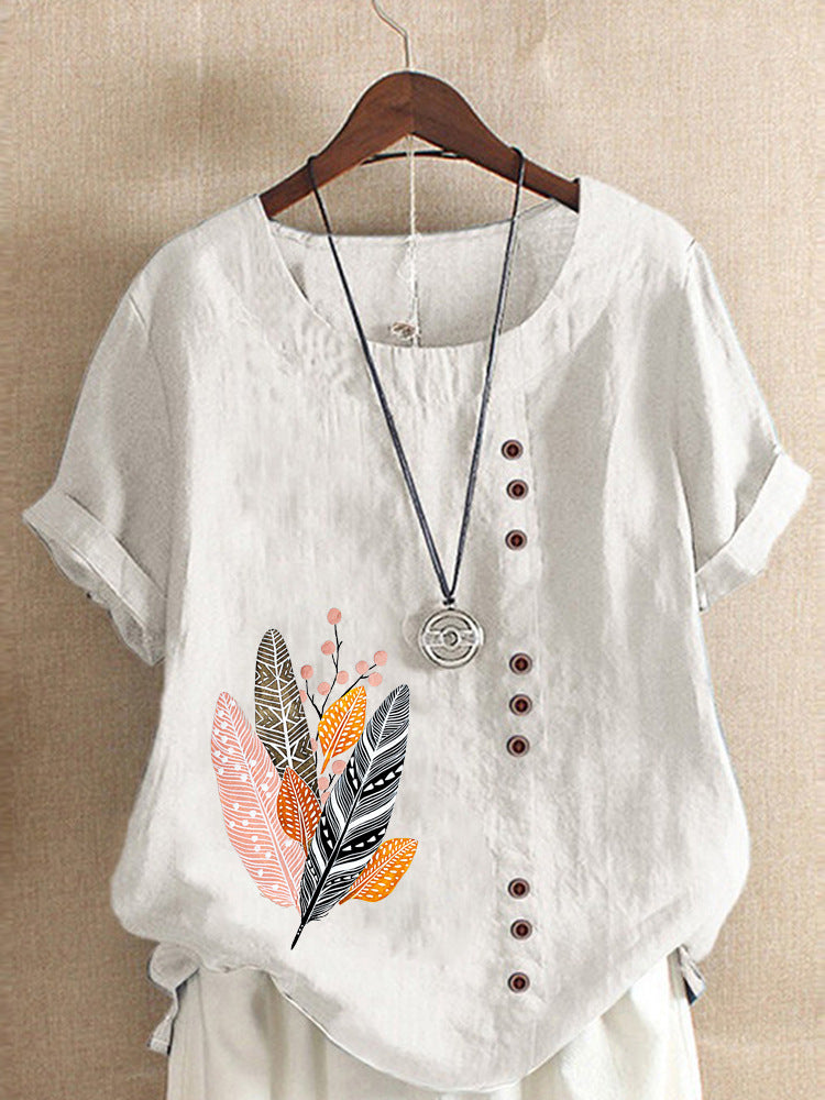 Short Sleeve Loose Casual Shirt Women