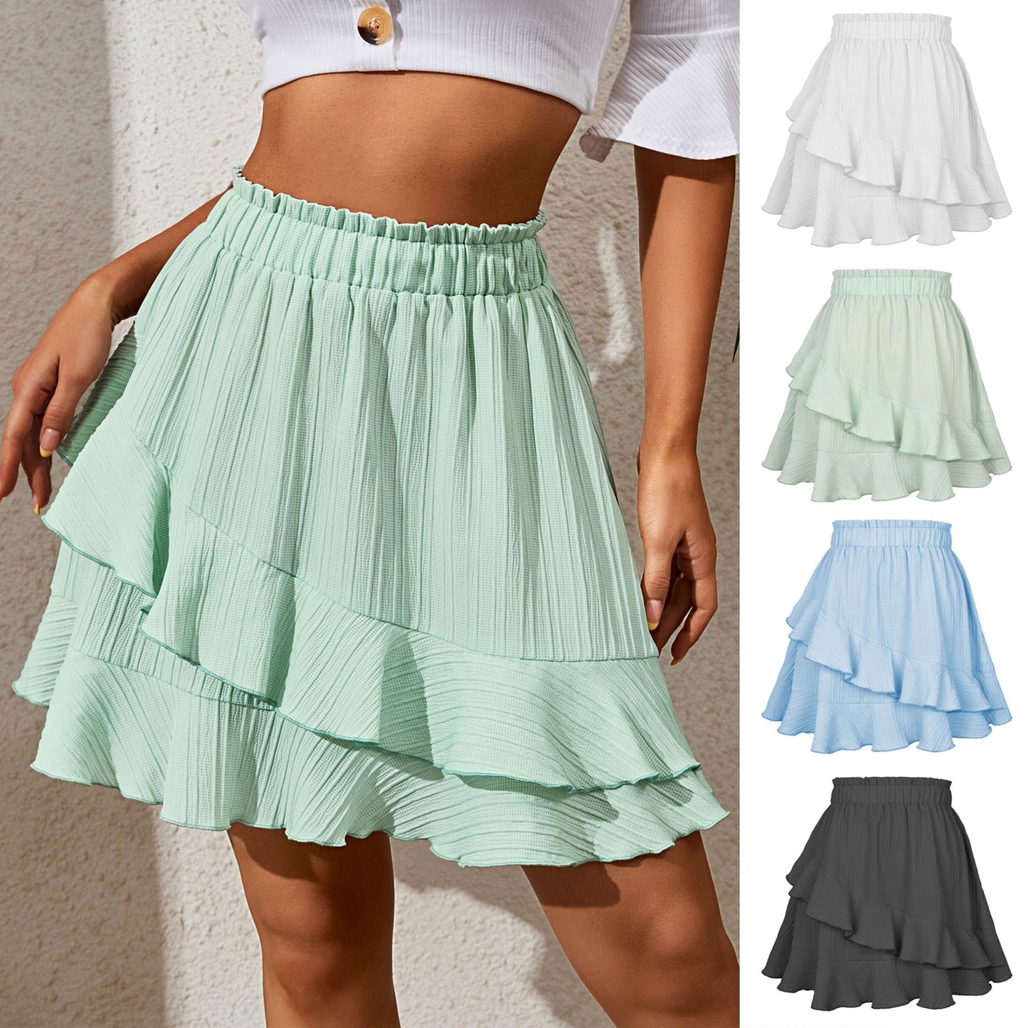 High Waist Ruffled Skirt for Women