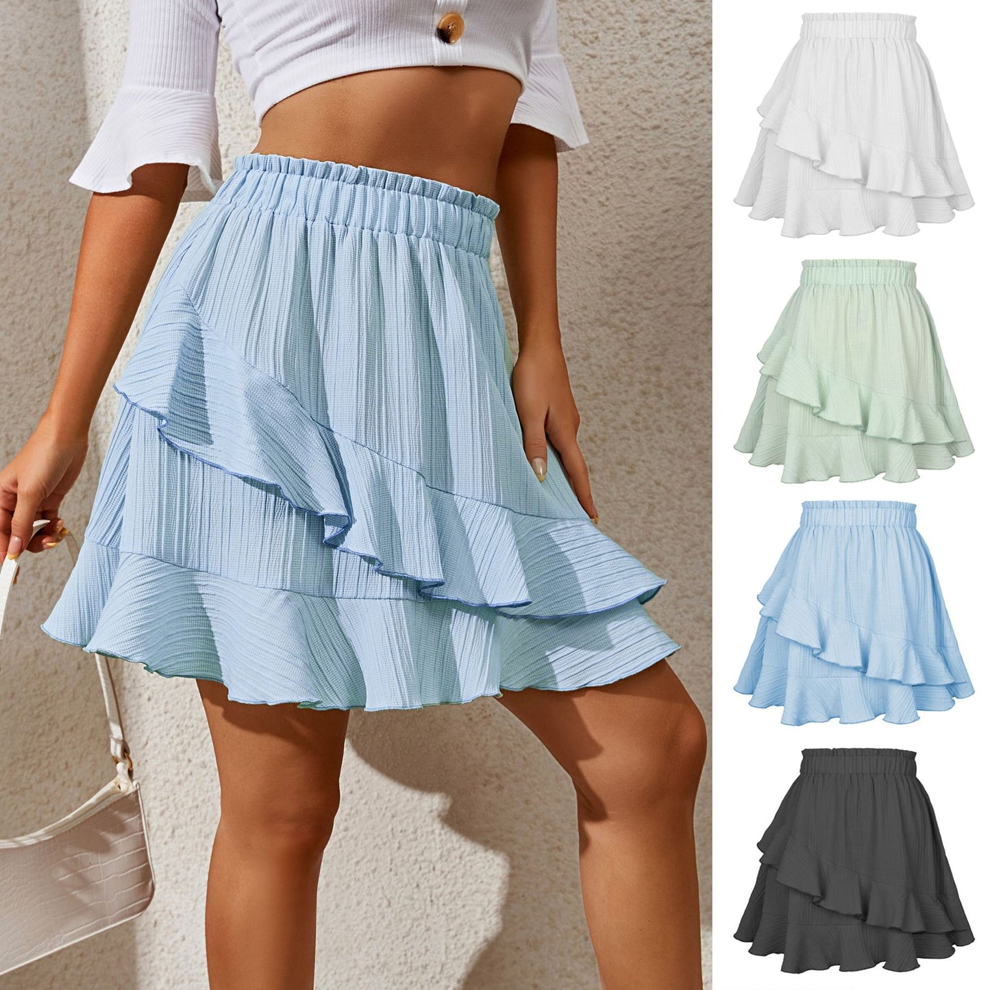 High Waist Ruffled Skirt for Women