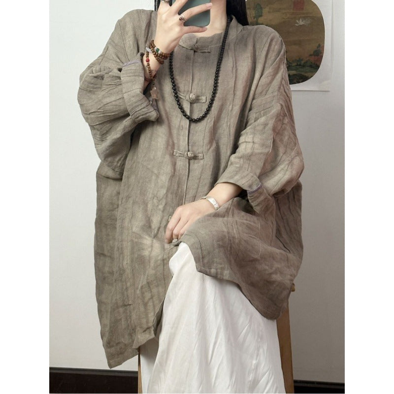 Chinese-Inspired Cool Comfort Loose-Fit Women's Shirt