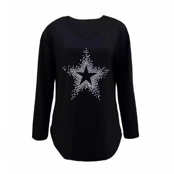 Star-Printed Casual Bottoming Shirt for Women