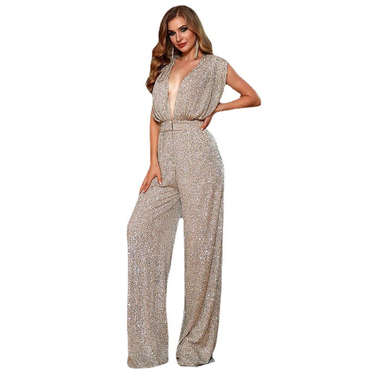 Summer Waist Sequined Jumpsuit for Women