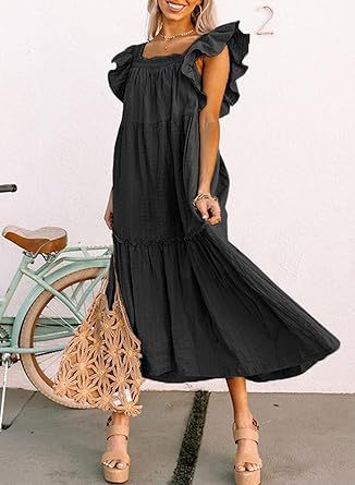 Square Collar Off-the-Shoulder Pleated Dress for Women