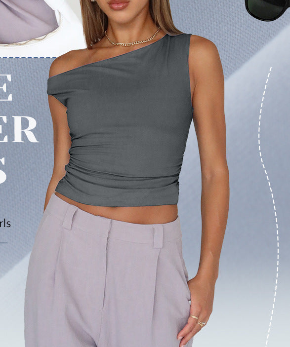 Off-the-Shoulder Sleeveless Cropped Tank Top for Women