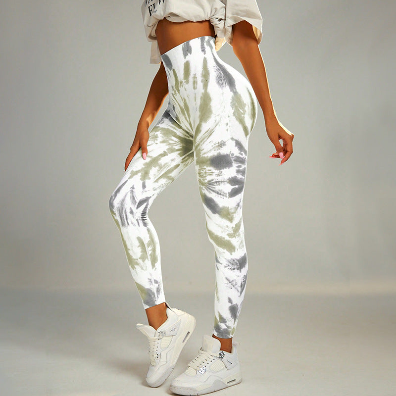 Seamless Tie-Dye Print Yoga Pants for Women