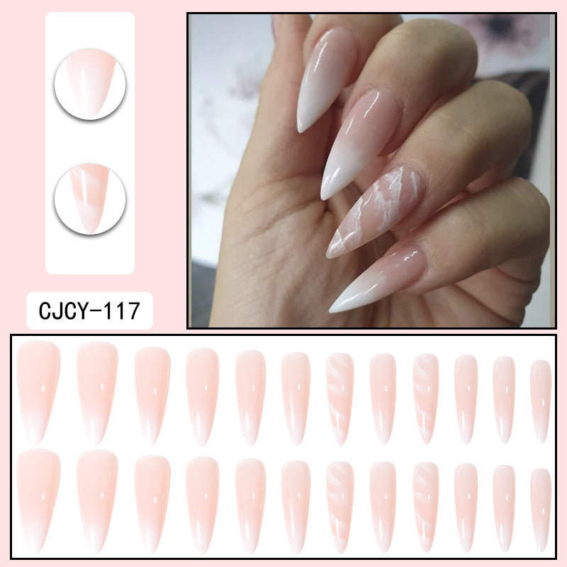 Wear Nail Long Pointed Nail Blooming Gradient Electroplating Nail Patch