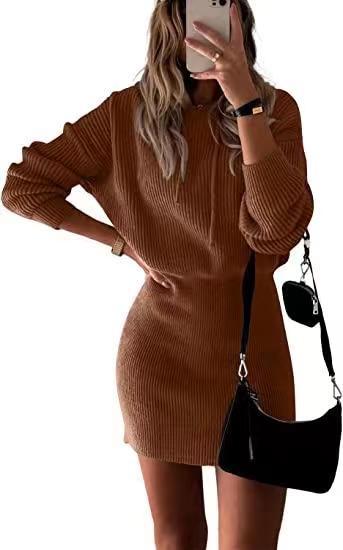 Elegant Knitted Hooded Dress: Women's Fashionable Attire